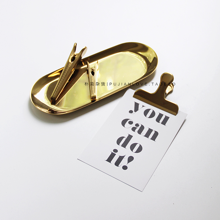 樸簡｜北歐簡約不銹鋼金色夾子 咖啡食物封口夾 票據夾收納小夾子