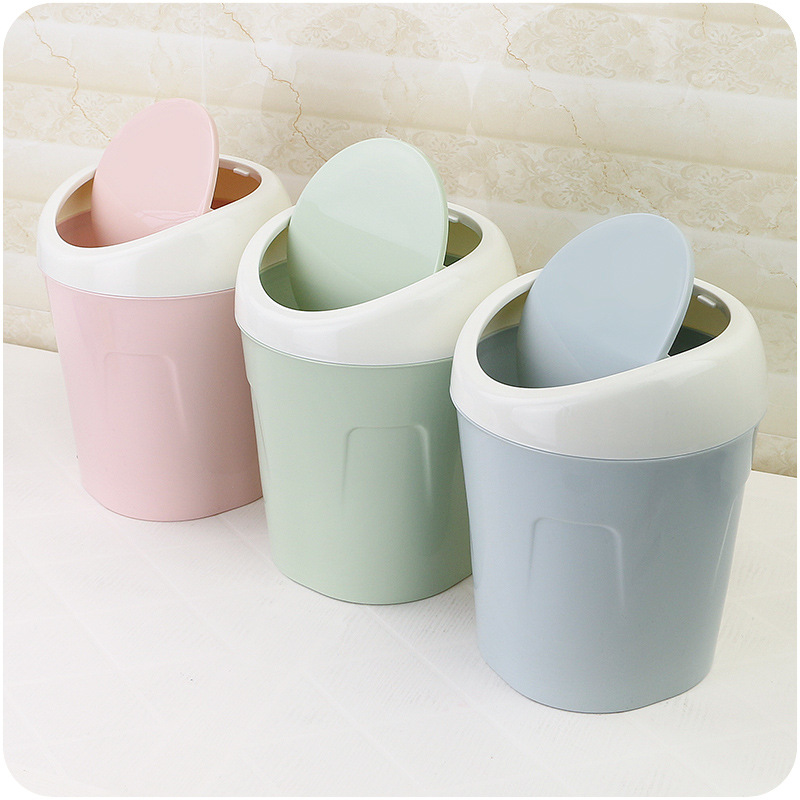 迷你收納桶客廳居家小號桌面搖蓋垃圾桶家用衛生間小紙簍翻蓋小筒