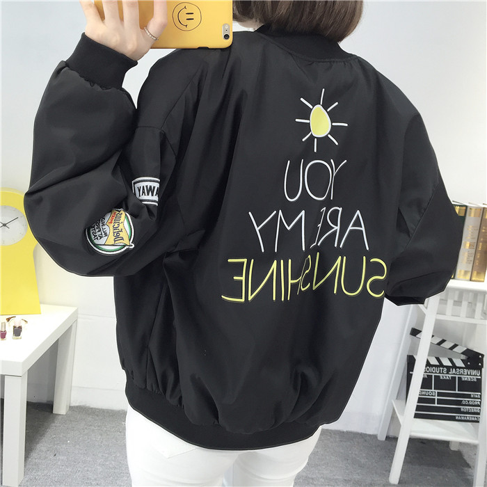 2017春秋季新款女裝短款棒球服外套女原宿風寬松韓版學生BF夾克衫