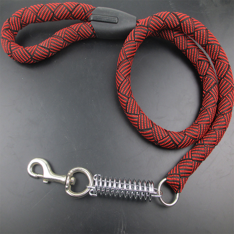 加彈簧四股編狗繩四股寵物牽引帶滌綸狗繩中型犬牽引繩大狗牽引繩