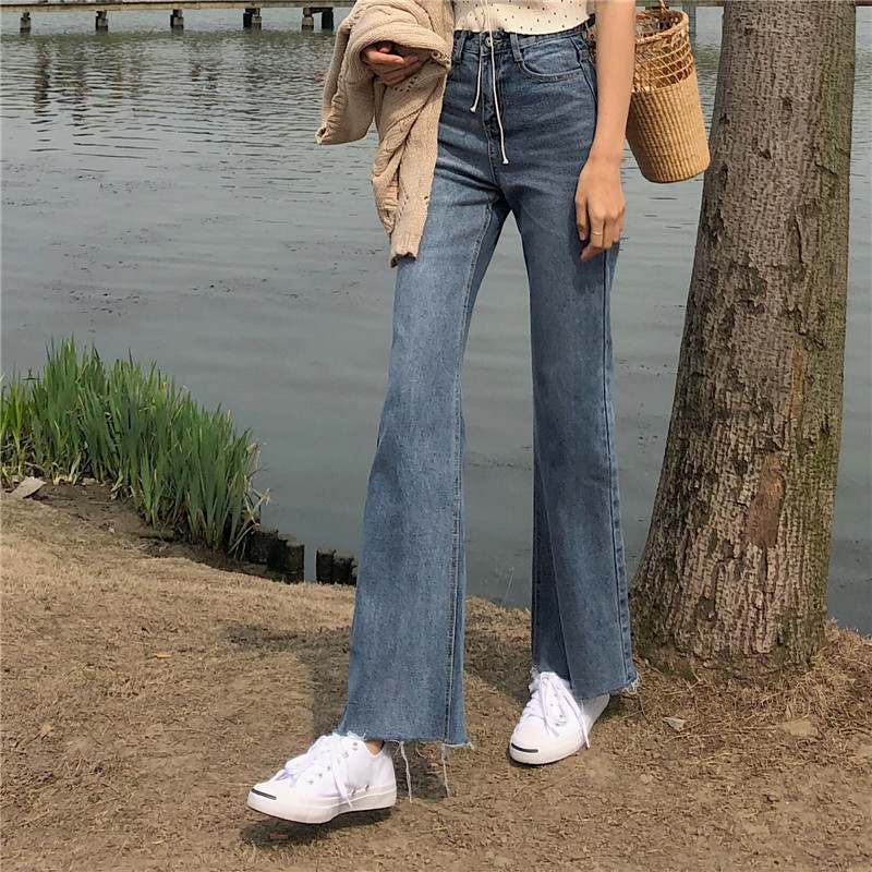 春秋2018新款褲子港味女學生寬松韓版ulzzang顯瘦百搭高腰牛仔褲