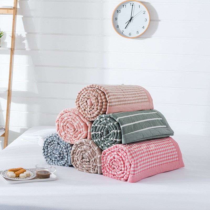 無印日式水洗棉夏被格子純棉空調被夏涼被良品薄被子被芯棉花芯