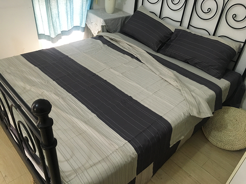 特價包郵格子豎條純棉四件套標準尺寸1.51.8m床上套件簡約